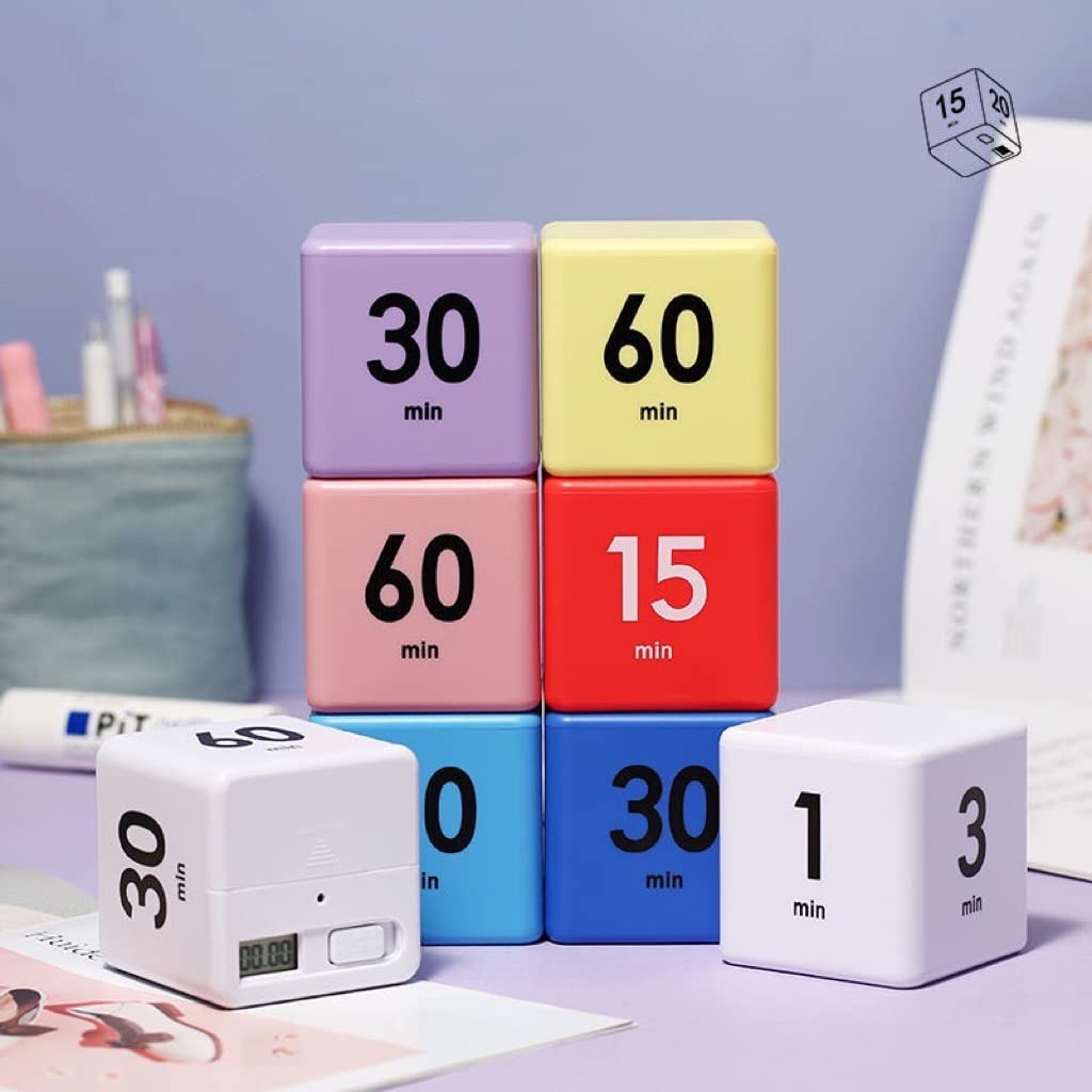 Feilifan Timer Cube Cube Timer Desk Timer Kitchen Timer Kid Timer Gravity Sensor flip Timer for Time Management and Countdown Settings 15 20 30 60 Minutes  Purple